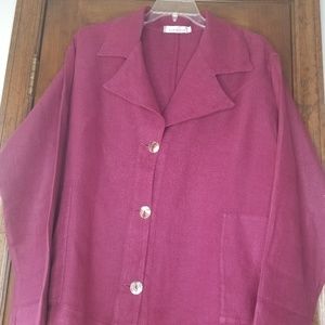 Linen Burgandy Casual Jacket